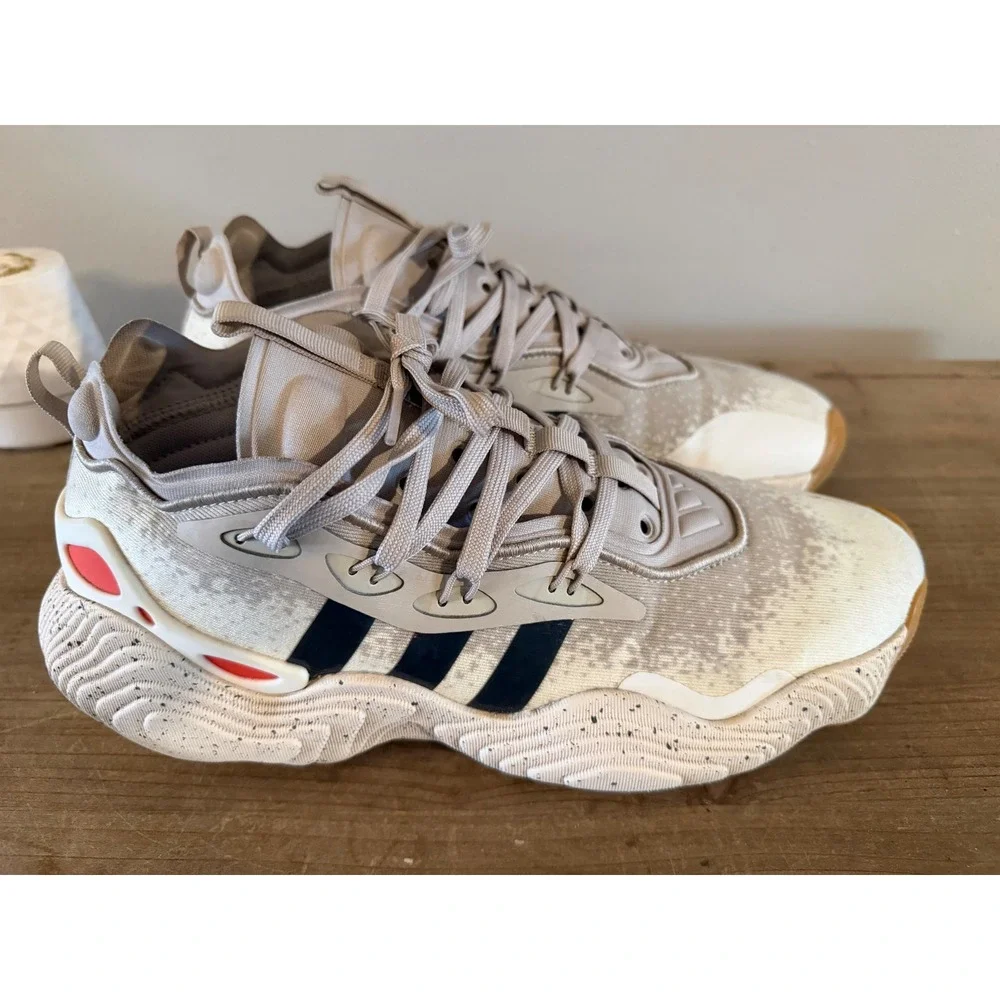 Adidas Trae Young 3 Basketball Shoes‎ Off White Tan Navy IF5602 Mens 11.5